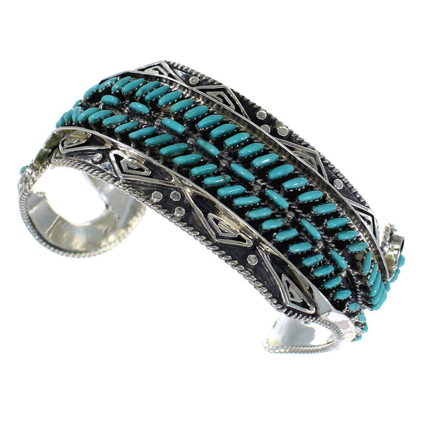 Water Waves Well-Built Sterling Silver Turquoise Cuff Bracelet CX47612
